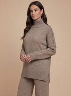 Damen Zweiteiler – Weiches Cozy Strickset mit Rollkragen