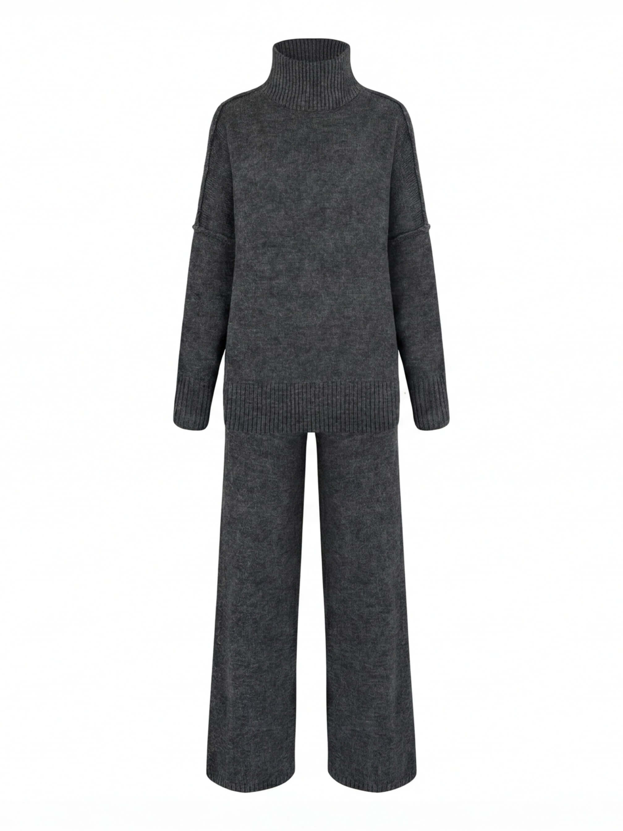 Damen Zweiteiler – Weiches Cozy Strickset mit Rollkragen