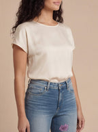Damen Jeans – Bestickte Blumenjeans mit hohem Bund