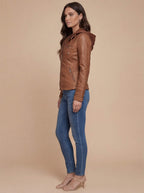 Damen Kunstlederjacke mit Kapuze - Wetterfest & Stilvoll