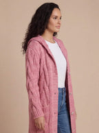 Damen Strickcardigan – Lang, Grob Gestrickt & Mit Knopfleiste