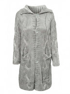 Damen Strickcardigan – Lang, Grob Gestrickt & Mit Knopfleiste
