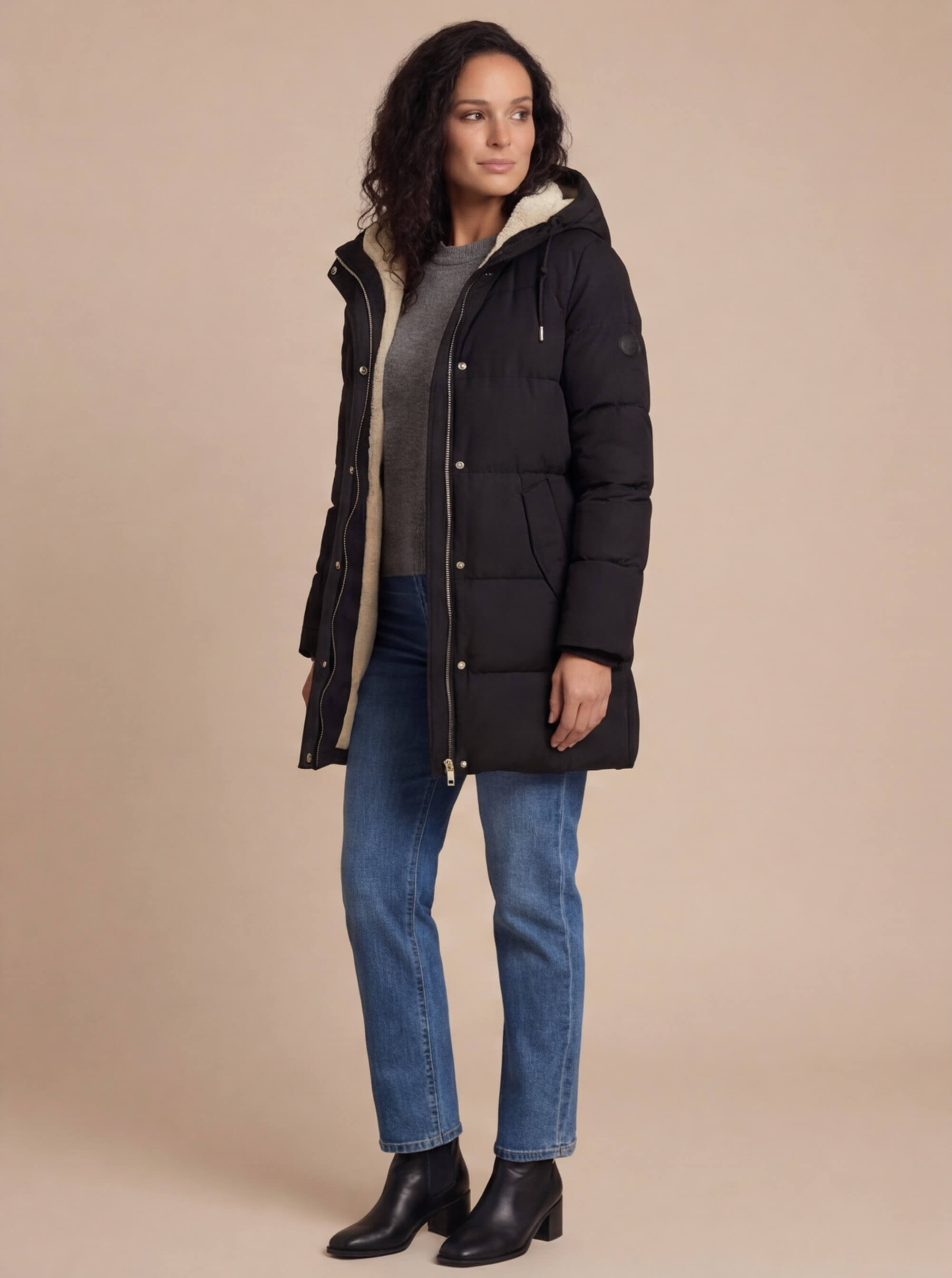 Damen Winter-Steppmantel – Gefütterter Kapuzenparka mit Wärmepolsterung