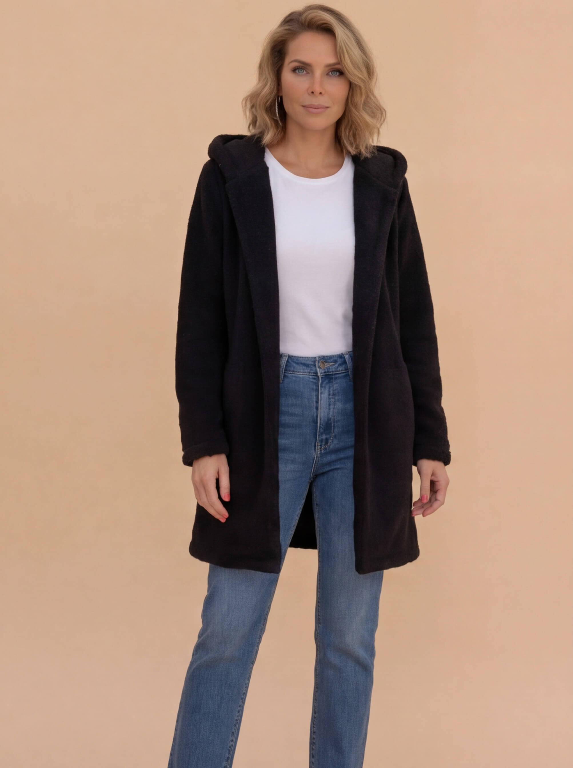 Damen Wintermantel – Kuscheliger Teddy Long Coat