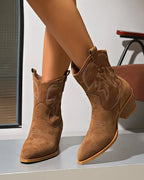 Savannah Wildleder Cowboy Ankle Boots