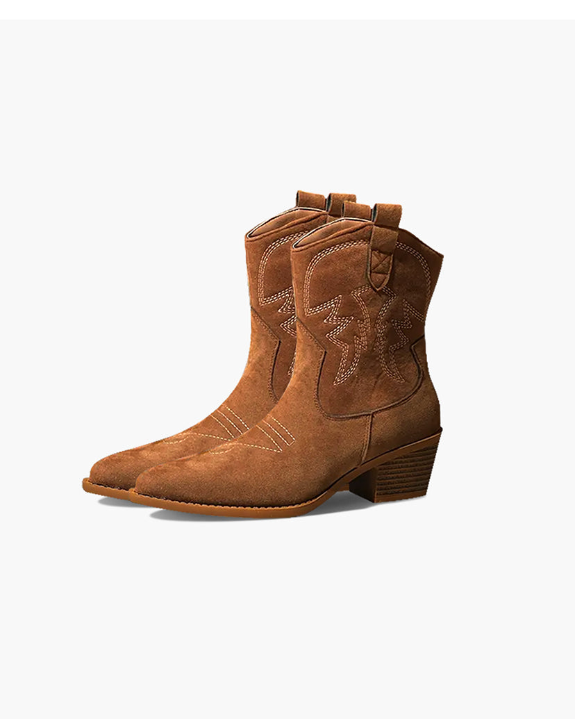 Savannah Wildleder Cowboy Ankle Boots