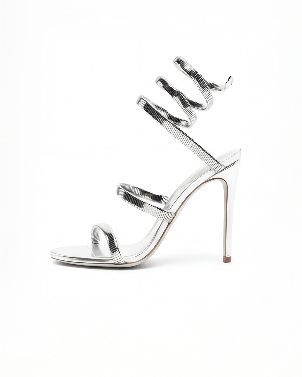 Sandalias de tacón stiletto para mujer – envoltura en espiral en el tobillo