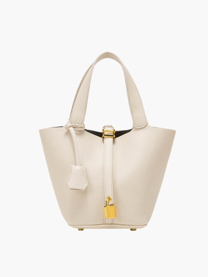 Damen Handtasche – Luxus Bucket Bag mit Goldschloss