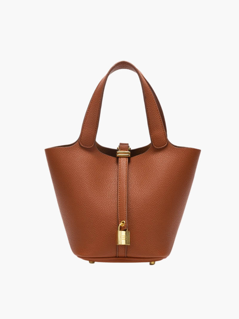 Damen Handtasche – Luxus Bucket Bag mit Goldschloss