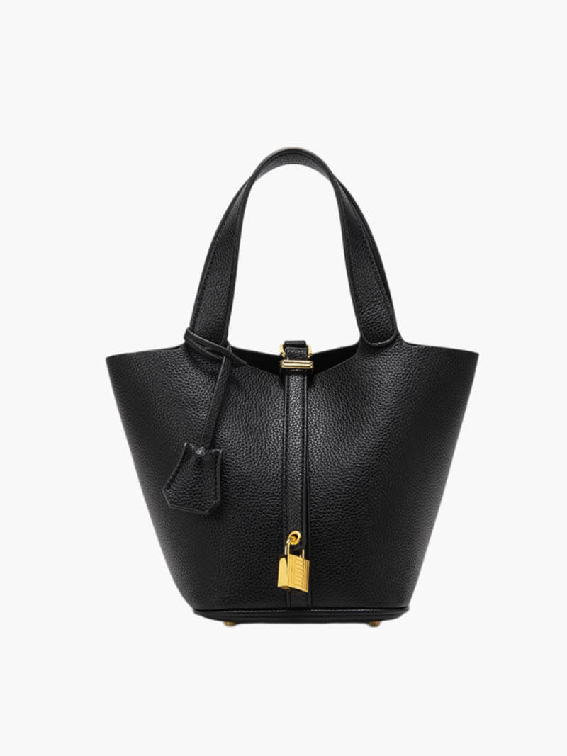 Damen Handtasche – Luxus Bucket Bag mit Goldschloss
