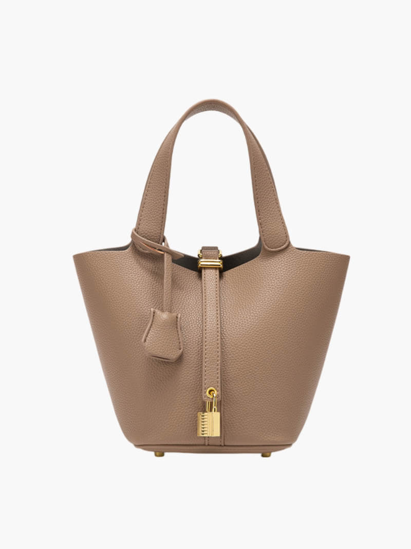Damen Handtasche – Luxus Bucket Bag mit Goldschloss