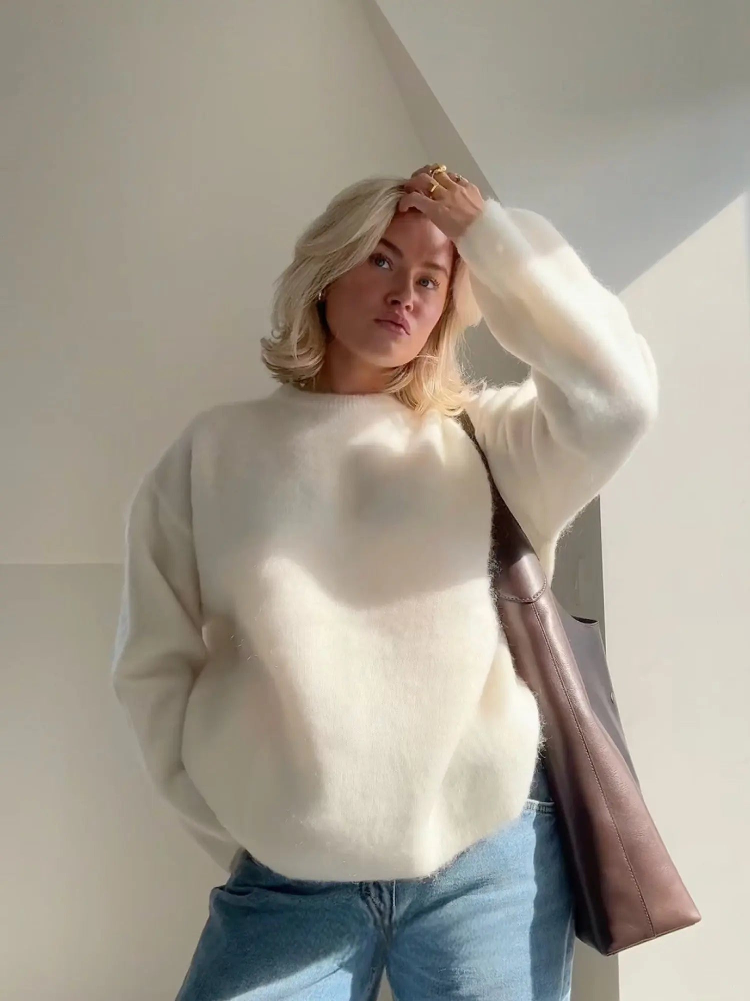 Damen Kuschelpullover – Weicher Flausch-Strick für Herbst & Winter