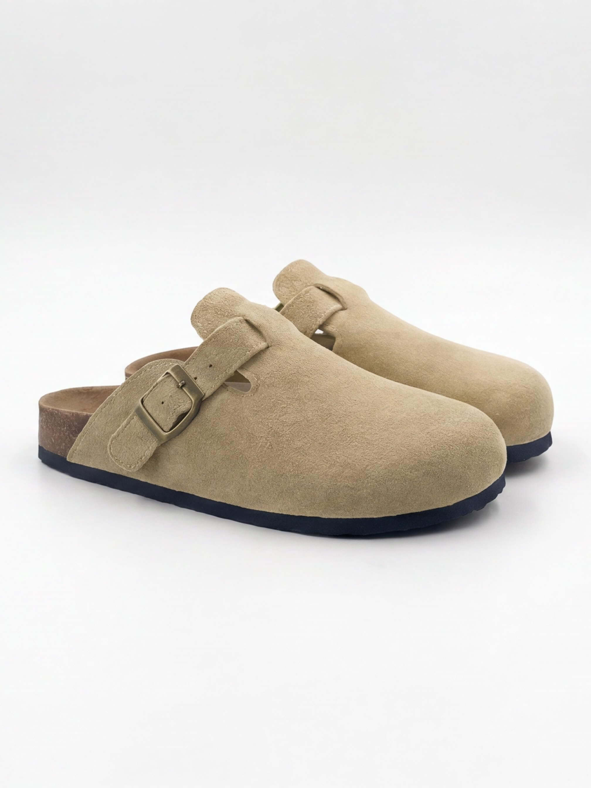 Damen Flache Clogs – mit Schnallenriemen