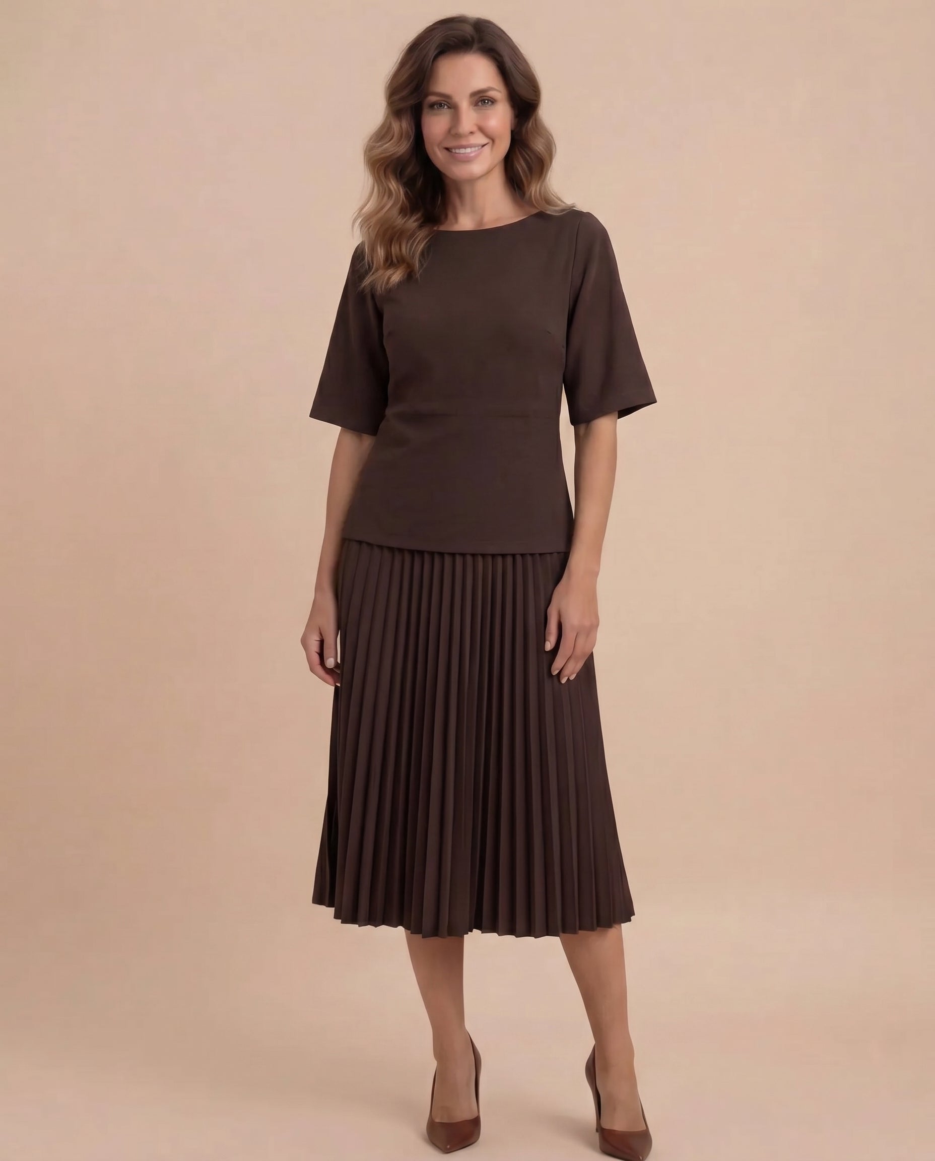 Damenkleid – Plissiertes Maxikleid mit Betonter Taille