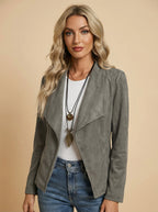 Damen Jacke mit offener Vorderseite – Wasserfall-Revers