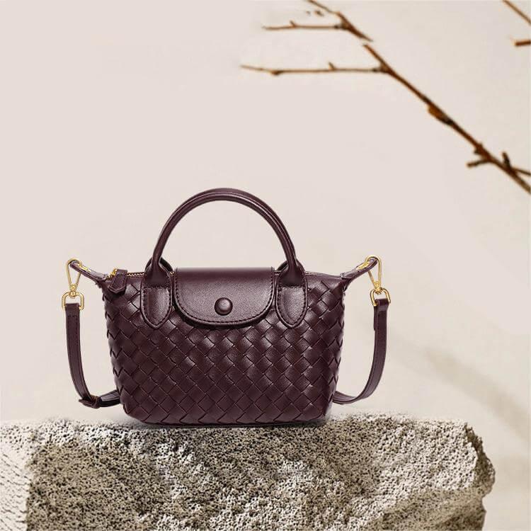 Damen Handtasche – Geflochtene Mini-Bag aus Kunstleder
