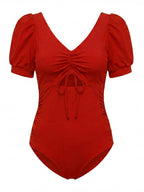 Damen-Badeanzug mit Puffärmeln und Cut-out-Detail