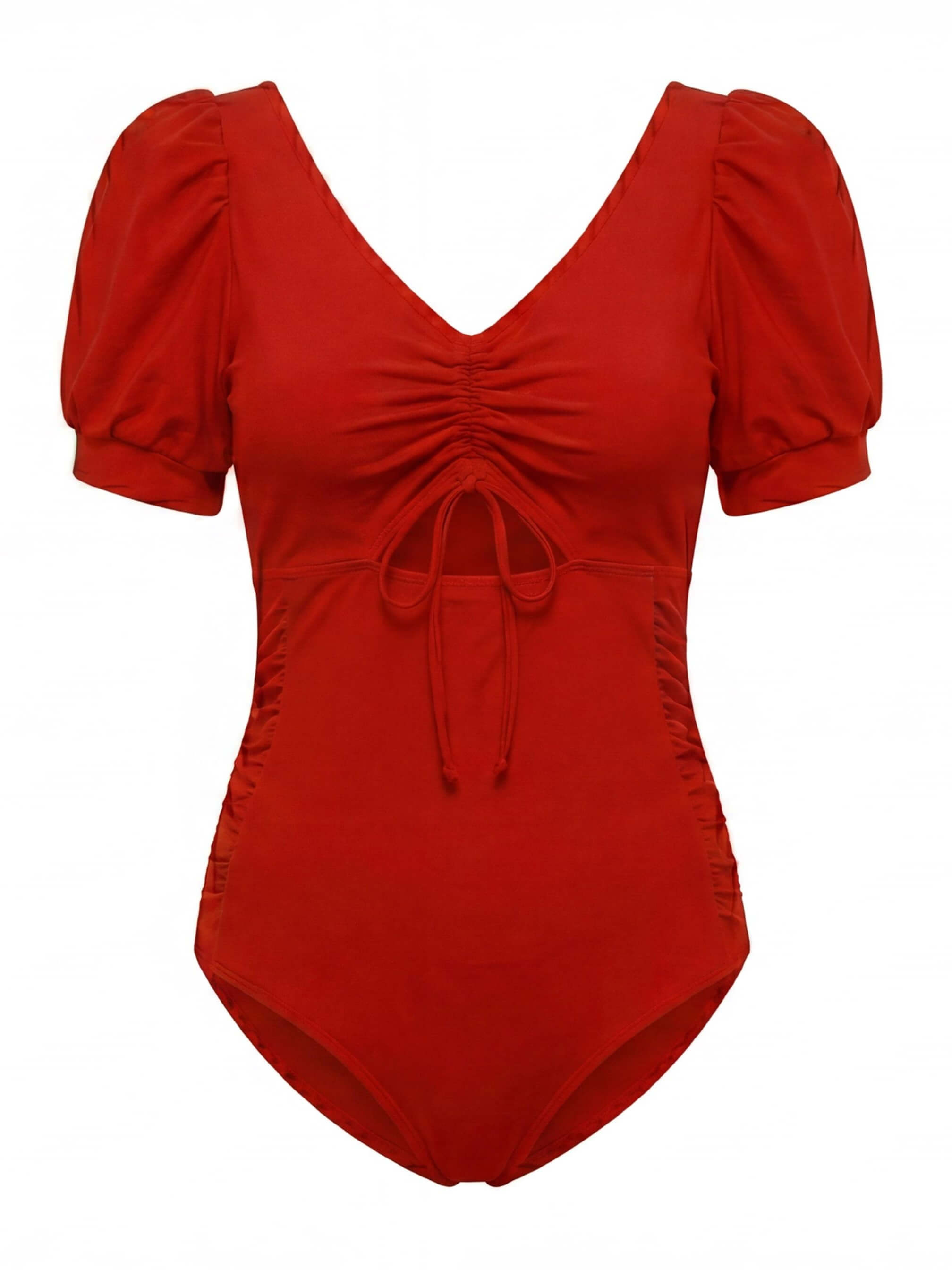 Damen-Badeanzug mit Puffärmeln und Cut-out-Detail