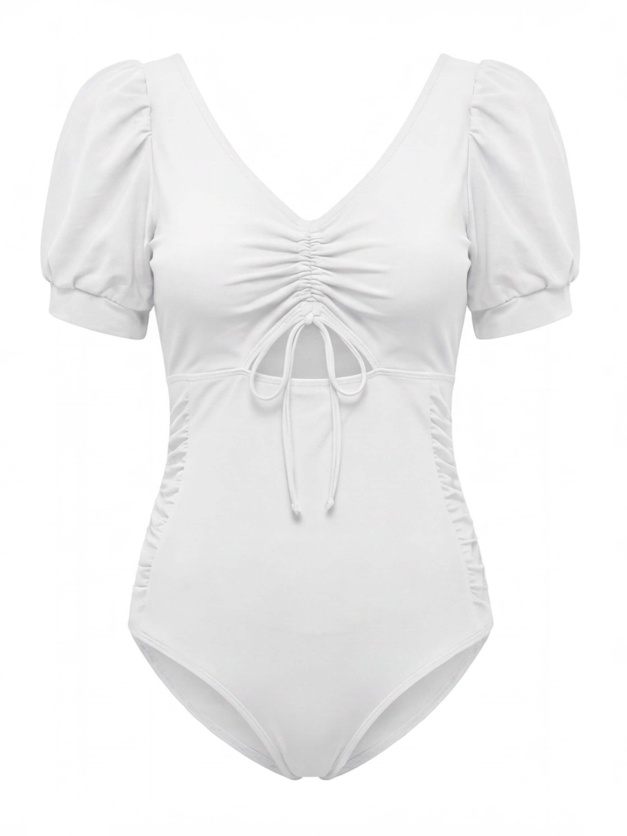Damen-Badeanzug mit Puffärmeln und Cut-out-Detail