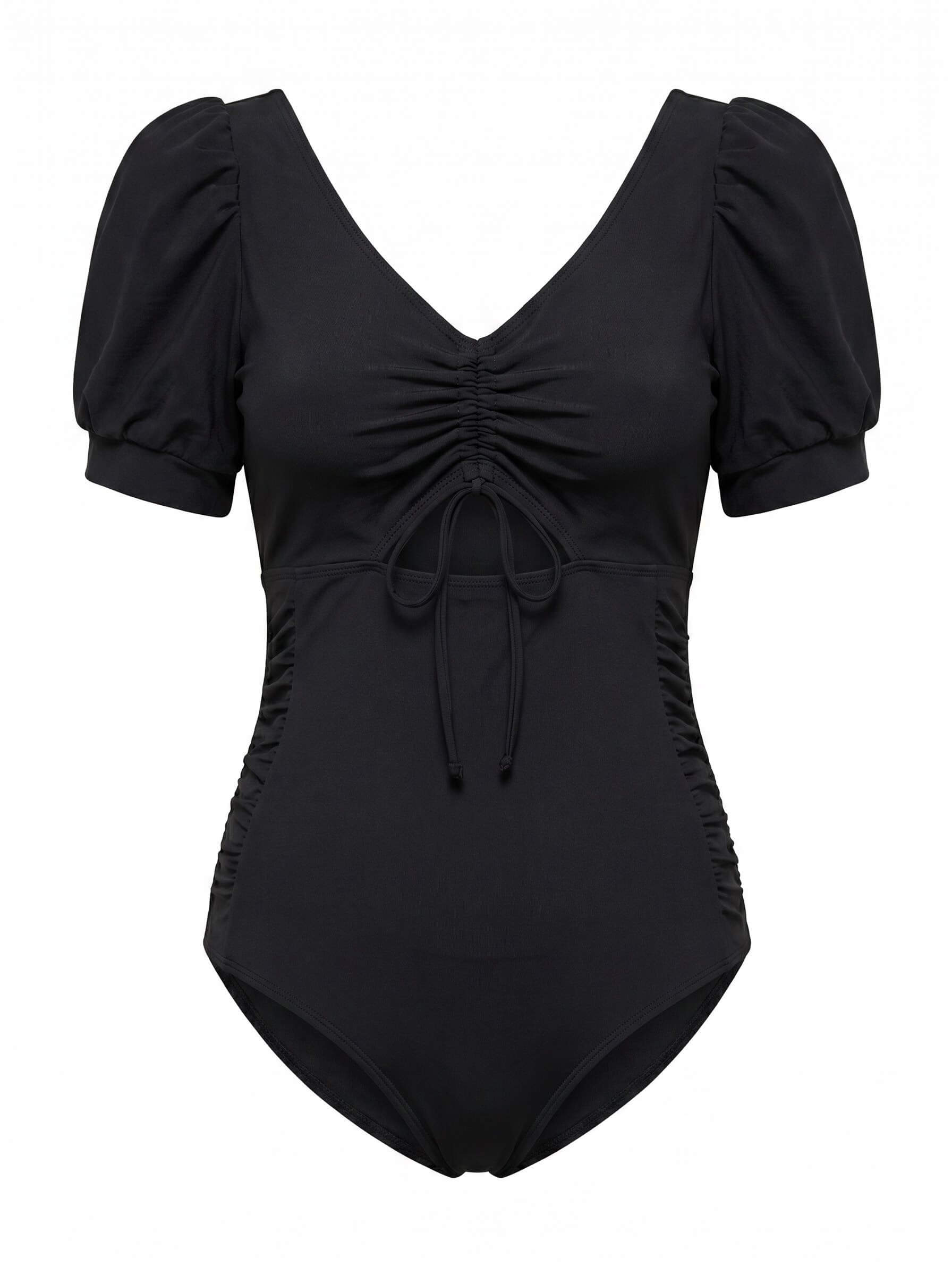 Damen-Badeanzug mit Puffärmeln und Cut-out-Detail