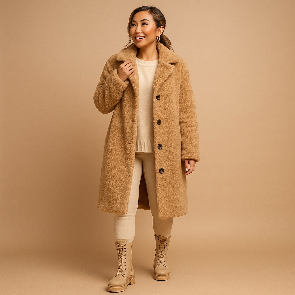 Damen Teddy Mantel – Weich Gefüttert & Kuscheliger Wintercoat