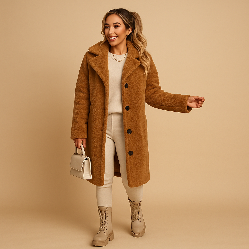 Damen Teddy Mantel – Weich Gefüttert & Kuscheliger Wintercoat